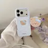 Capa de urso com estampa de leopardo, desenho animado, adequada para Apple 18 Pro Max, iPhone 17 magnética, 16 com suporte, 15 fofa
