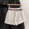 Shorts pretos casuais de cintura alta modeladores para mulheres, verão 2026, estilo coreano petite, calças versáteis de perna larga em A
