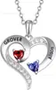 Collar Colgante de Plata de Ley S925 Doble Corazón de Venta Caliente Transfronteriza para Mujeres, Cadena para Clavícula Corazón con Piedra de Nacimiento Estilo Pareja, Moda de Lujo Ligero