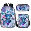 Mochila Nueva de Comercio Exterior Puntada Anime Periférico Estampada Bolsa Escolar Juego de Tres Piezas Bolso de Hombro Estuche para Lápices Bolsa para el Almuerzo