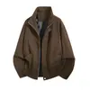 Chaqueta de Trabajo Lavada para Hombre Primavera y Otoño 2026 Estilo Casual de Moda Cuello Alto Retro Bolsillo Grande Abrigo Elegante para Hombre