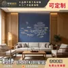 Nuevo paño de pared de TV auspicioso estilo chino con nube y dragón dorado, con un diseño de pabellón para contemplar la luna, en un color azul oscuro de lujo ligero, adecuado para una sala de estar, con arte de pared bordado