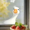 Lindo ganso blanco grande asomándose, pegatina electrostática autoadhesiva para ventana con patrones divertidos y peculiares, adecuada para la decoración del hogar, dormitorio y balcón