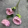 3 Flores Artificiais Rosa Austin Decoração de Parede de Fundo para Casa Casamento Flores Artificiais Falsas Decoração de Casamento de Hotel Flores de Seda Lote