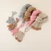 Bufanda de punto lisa de dos tonos para niños, calentador de cuello de otoño e invierno con guantes, conjunto suave y cálido de dos piezas para niños y niñas