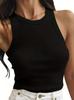 Camiseta de trabajo sin mangas con cuello redondo de color sólido informal de moda para mujer europea y americana, camiseta para mujer, top para ir al trabajo