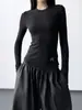 2025 Nueva Camiseta Básica de Cuello Redondo para Otoño e Invierno para Mujer Negra Versátil Aspecto Adelgazante Camiseta de Manga Larga con Elegante Top Interior
