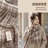 Bufanda a cuadros de cachemira sintética estilo coreano, diseño a cuadros retro con flecos, chal cálido y moderno de invierno, accesorio versátil para parejas