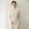 Suéter de Cashmere Bebê Novo Sem Costura Outono e Inverno para Mulheres, Gola Alta 100% Cashmere Slim-Fit Malha Camada Base