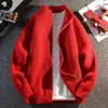 Suéter para Hombre Otoño Invierno Tejido Grueso Cardigan Color Sólido Estilo Coreano Moda Casual Versátil Holgado Abrigo Perezoso Ropa para Hombre