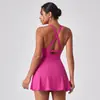 Nuevo Vestido Deportivo Otoño e Invierno, Adelgazante, Anti-Exposición, Secado Rápido, Falda de Tenis Pluma, Espalda Bonita, Traje de Yoga Unitard de Fitness