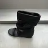 Versión de Piel de Oveja Estilo Coreano Nicho Aumentadores de Altura Sandalias de Tira de Punta Abierta y Redonda Botas para Mujer 2026 Botas Cortas Botas de Mezclilla Apiladas