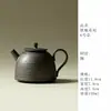 Juego de té de cerámica gruesa vidriada con detalles dorados, que incluye un cuenco con tapa de cerámica, una taza de té, una tetera con asa lateral y una taza de maestro, así como un cuenco para matcha