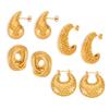Pendientes de estilo coreano, sencillos, informales, con personalidad, que combinan con todo, de acero de titanio con textura hueca, chapados en oro, de estilo europeo y americano.
