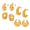 Moda viajero simple personalidad nicho diseño joyería textura geométrica sentido del diseño acero de titanio chapado en oro pendientes de temperamento
