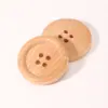 Madera Cuatro Ojos Botones de Borde Redondo Color Madera de Bambú Natural Botón de Madera Abrigo Suéter Camisa para Niños Botones de Madera Cosidos a Mano