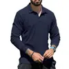 Camiseta de Manga Longa Outono Transfronteiriça 2025 Masculina Europeia e Americana Slim Trbottomyy Solta Anti-Listras Gola Polo Casual Camiseta Básica