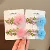 Grampo de Cabelo Flor de Renda Estilo Fada para Crianças Flor de Cabeça Doce Presilha de Franja Estilo Pastoral Menina Presilha Lateral Bb Acessório de Cabelo
