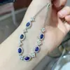 Nuevo brazalete de plata S925 de lujo con zafiro natural incrustado, muchos Diana, simple, elegante, con incrustaciones de 3*5mm