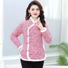 Invierno Más Algodón Ropa de Algodón para Mujer Botón de Rana Celebridad de Internet Ropa de Algodón Chaqueta Estilo Chino Holgada Manga Larga Top Flor Grande Chaqueta de Algodón