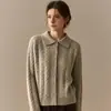 Cárdigan de Punto Trenzado con Cuello Oso de Miel y Forro Polar para Mujer, Nuevo Estilo Otoño/Invierno 2026, Abrigo Suéter de Punto de Manga Larga de Alta Gama