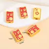 Colgante de Esmalte Chapado en Oro de Aleación Estilo Chino Mahjong León Cuentas Espaciadoras Colgante Accesorios de Cuentas para Pulsera Collar DIY Hecho a Mano