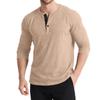 Camisa Henley de Manga Larga Jacquard para Hombre Otoño e Invierno Transfronteriza Camiseta Retro para Hombre Europea y Americana Tejido de Punto a Juego de Tres Botones