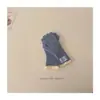 Guantes de Invierno Estilo Coreano para Niños Guantes de Punto Retro Etiqueta Blanca de Cinco Dedos Guantes Largos Cálidos para Exteriores con Pantalla Táctil