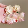 Pendientes de Borla con Flor Grande Rosa Dulce de Principios de Primavera para Mujer 2026 Estilo Nuevo Frescos y Únicos Pendientes Exagerados