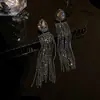 Pendientes de Borla con Flor de Zircón de Aguja de Plata Transfronterizos, Pendientes de Moda y Elegantes, Pendientes de Lujo Ligero y de Gama Alta, Diseño de Nicho