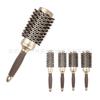 Escova de Cabelo Rolo com Cerdas de Javali Tubo de Alumínio Salão de Beleza Modelagem Cerâmica Tubo de Alumínio Nylon Cabelo Cacheado Marrom