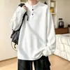 Sudadera Henley con cuello POLO texturizado, estilo 2026 para hombre, camiseta de manga larga nueva de moda para otoño, top base capa interior