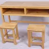 Escritorio Doble y Silla de Madera Maciza Set de Escritorio y Silla para el Hogar Estudiantes de Secundaria Primaria Niños Roble Escritorio de Aprendizaje Multifuncional