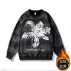 Moletom Masculino de Manga Longa Estilo Novo Mandala Flor Primavera, Outono e Inverno, Design Estrelado Tendência de Luxo Leve, Blusa Casual com Gola Redonda Rasgada