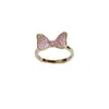 Anillo Abierto de Moda Versátil con Lazo de Diamantes Completos Estilo Coreano y Japonés para Mujer, Anillo Elegante de Lujo Ligero Dulce Sencillo para Dedo Índice Venta al por Mayor