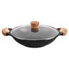 Sartén antiadherente de piedra Maifan, tapa de vidrio engrosada, mango binaural antiquemaduras, sartén de aleación de aluminio, estufa de gas, cocina de inducción, wok universal