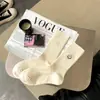 Meias Simples Bordadas com Rosto Sorridente Sem Costura Estilo Coreano Youjiaxiu para Mulheres Meias Esportivas Outono e Inverno Meias Quentes de Lã até o Meio da Panturrilha