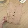 Lindo Cardigan Colete Tricotado Rosa Coral Estilo Coreano para Mulheres, Peça de Roupa de Verão com Design Estiloso e Elegância Deslumbrante, Top sem Mangas para Camadas