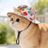 Sombreros Populares Transfronterizos para Mascotas Pequeñas y Gatos, Sombreros de Sol de Paja tipo Pescador de Mini Mezclilla, Cubiertas para Casco para Uso en Exteriores