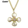 Wt-Jn346 Colgante Forma de Cruz de Molino de Viento con Concha, Amatista y Turquesa Cadena Delgada Collar Unisex