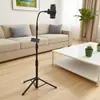Soporte de Estudio para Transmisión en Vivo Triángulo Perezoso de Ganso Soporte de Trípode Portátil para Teléfono Móvil con Luz de Relleno
