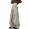 Pantalones casuales a rayas estilo "old money" americano para hombre y mujer, versátiles de otoño vintage para el trabajo, holgados de pierna ancha con caída y diseño hasta el suelo
