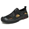 Zapatos Casuales de Talla Grande para Hombre Transfronterizos 2026 Nuevos Sandalias de Cuero con Puntera de Malla de Verano Zapatos de Playa Transpirables Slip-on para Hombre