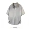 2026 Novo Estilo de Verão Masculino Patchwork Pied-de-Poule Estilo Old Money Gola Lapela Casual Camiseta de Manga Curta para Homens