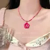 Melodía de Vacaciones en la Isla~ Collar de Flores de Colores Dopamina con Cuentas para Fotografía de Viajes, Cadena para Clavícula Exquisita y Versátil