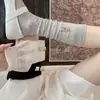 Meias 3/4 Estilo Ballet para Mulheres, Meias Finas Absorventes de Suor para Primavera e Verão, Meias Arrastão Respiráveis de Rede, Meias Longas Estilo Miu