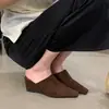 Mules retro de tacón de cuña de moda 2026, sin cordones, con punta, zapatos de tacón medio para mujer, cómodos de llevar