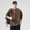 Sudadera con cuello redondo tie-dye desgastada estilo americano para hombre, novedad otoño 2026, camiseta de manga larga resistente de corte holgado moderna al por mayor