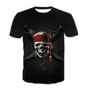 2020 nuevo T-shirt de cuello redondo con estampado digital 3D de la película de piratas Galle europeo y americano Amazon ebay comercio exterior
