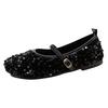 Zapatos Mary Jane Plateados con Lentejuelas Estilo Hada Francesa para Mujer, Nuevo Modelo Primavera 2026, Zapatos Planos de una Sola Correa para Combinar con Faldas